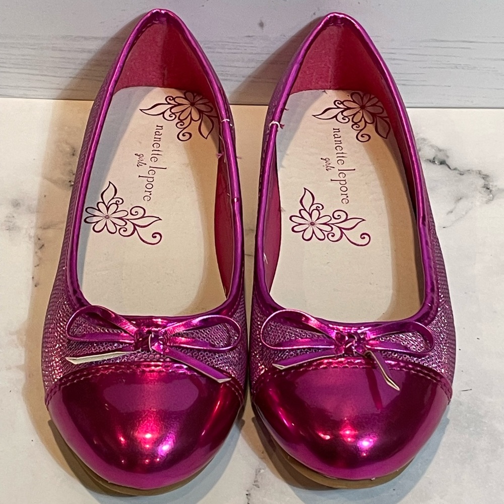 Nanette Lepore Girls Shimmer Ballet Flats
